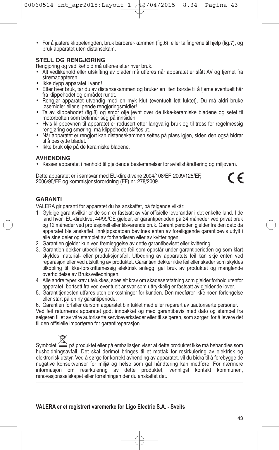 VALERA T-BLADE PROFESSIONAL User Manual | Page 39 / 106