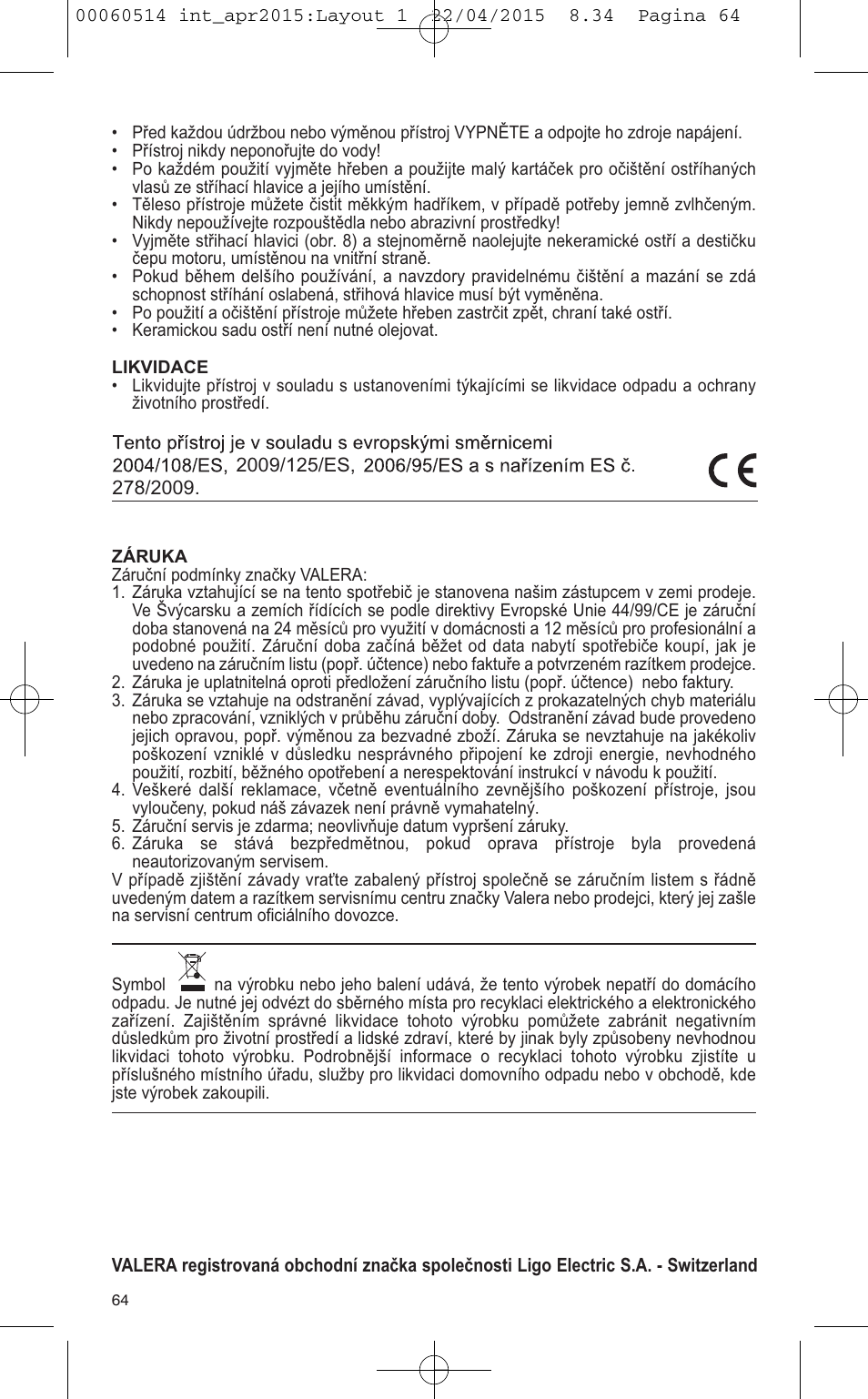 VALERA T-BLADE PROFESSIONAL User Manual | Page 60 / 106