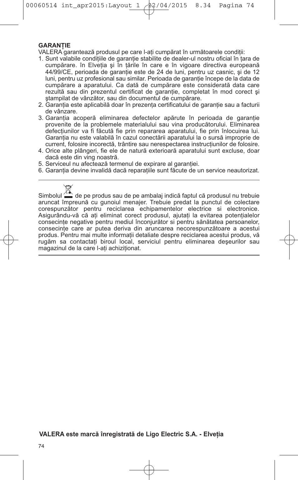 VALERA T-BLADE PROFESSIONAL User Manual | Page 70 / 106