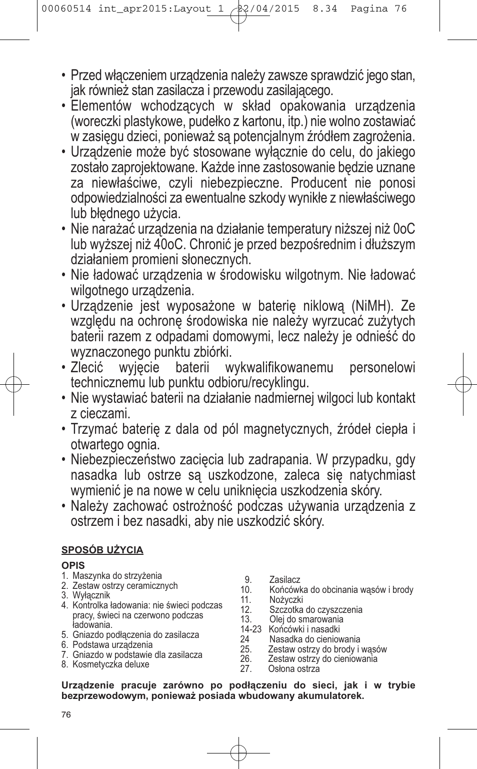 VALERA T-BLADE PROFESSIONAL User Manual | Page 72 / 106