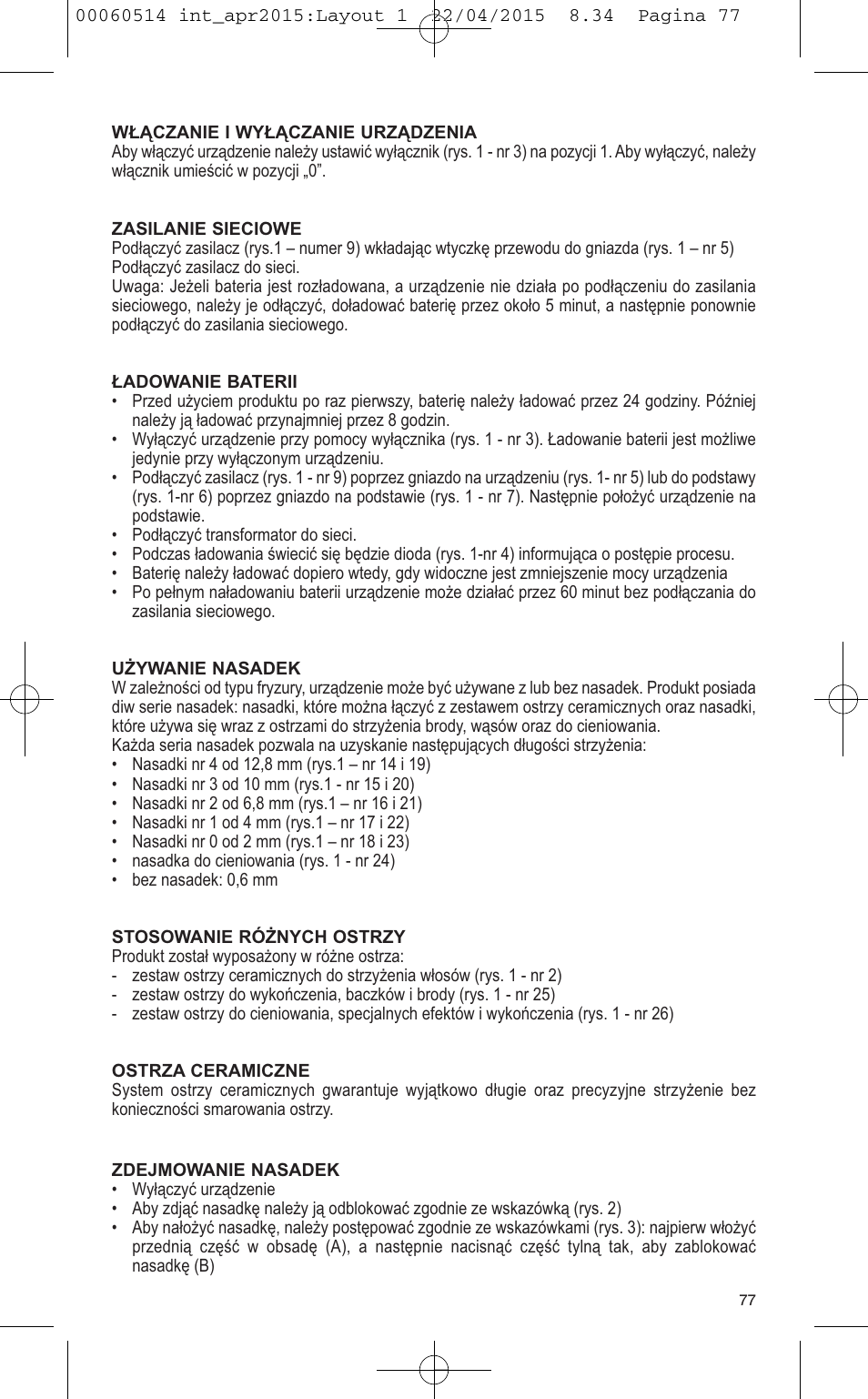 VALERA T-BLADE PROFESSIONAL User Manual | Page 73 / 106