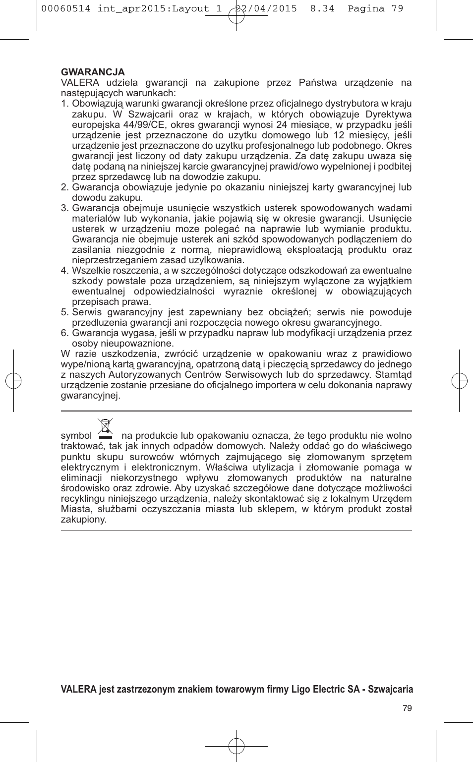 VALERA T-BLADE PROFESSIONAL User Manual | Page 75 / 106