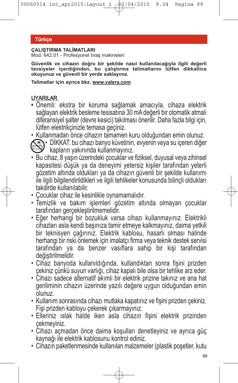 VALERA T-BLADE PROFESSIONAL User Manual | Page 85 / 106