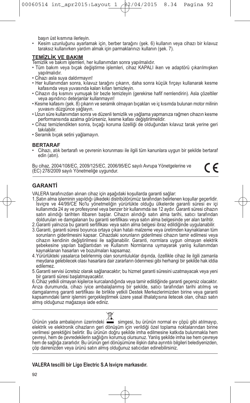 VALERA T-BLADE PROFESSIONAL User Manual | Page 88 / 106