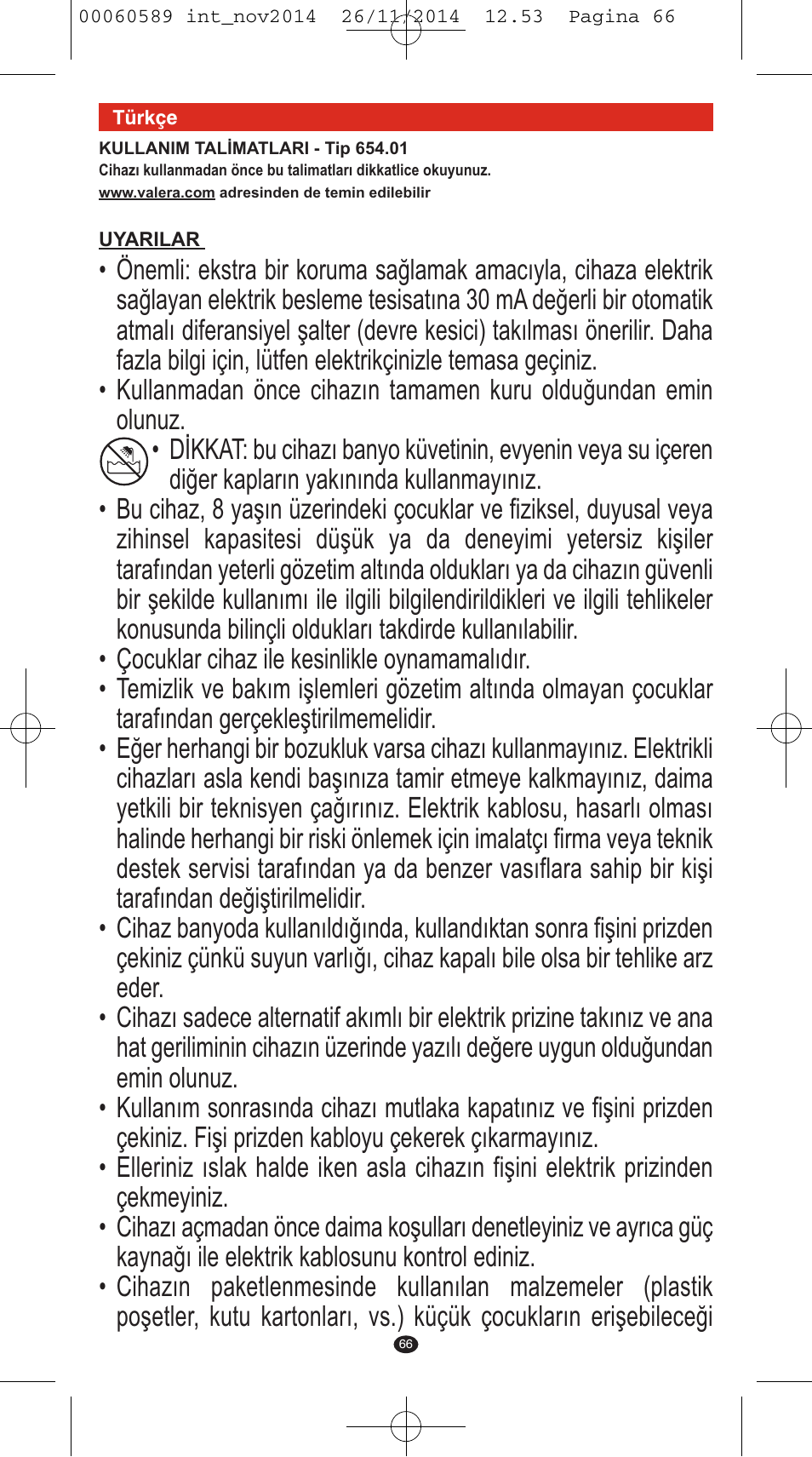 VALERA SYSTEMA User Manual | Page 62 / 86