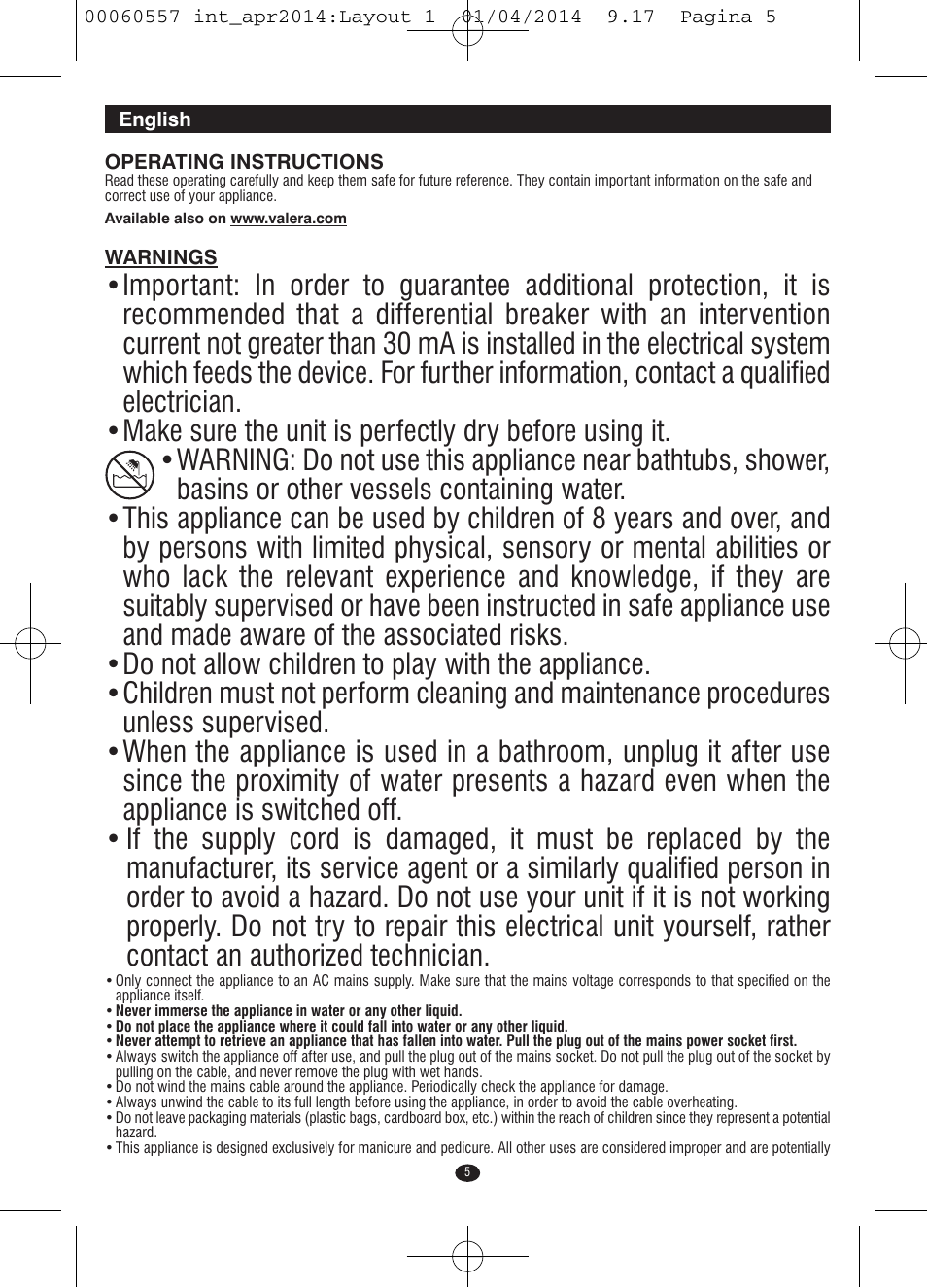 VALERA ManiSwiss Professional User Manual | Page 3 / 82
