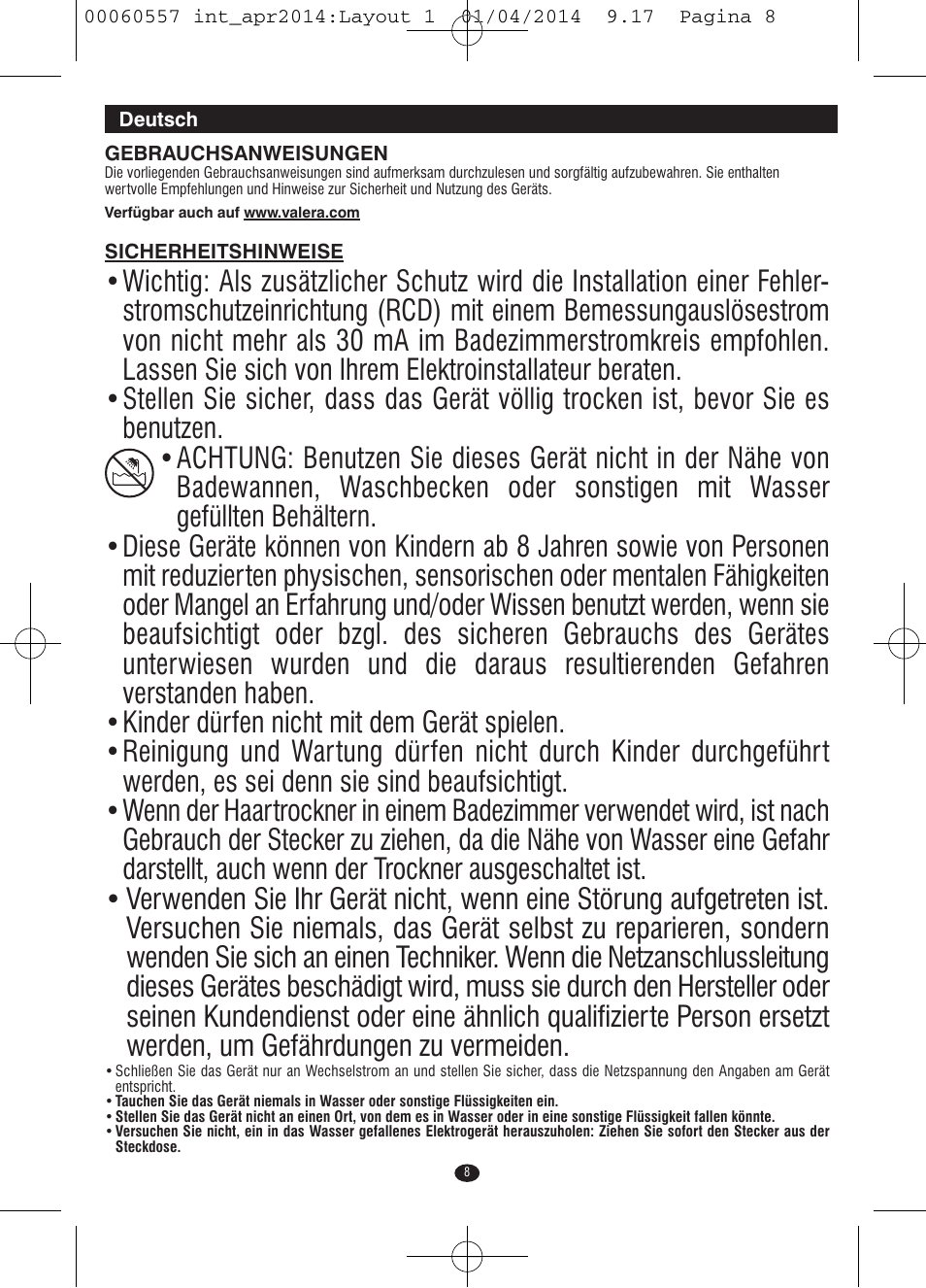 VALERA ManiSwiss Professional User Manual | Page 6 / 82