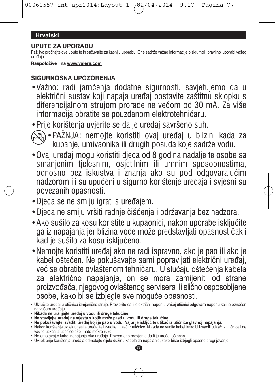 VALERA ManiSwiss Professional User Manual | Page 75 / 82