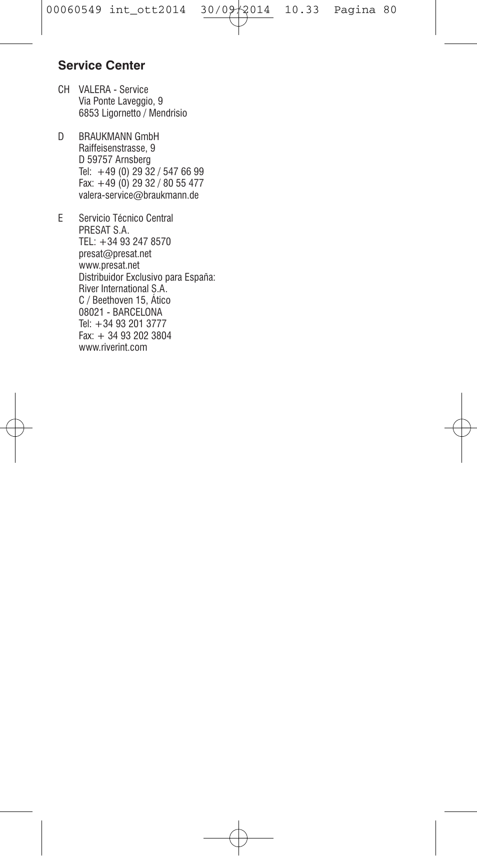 VALERA X-STYLE User Manual | Page 78 / 78