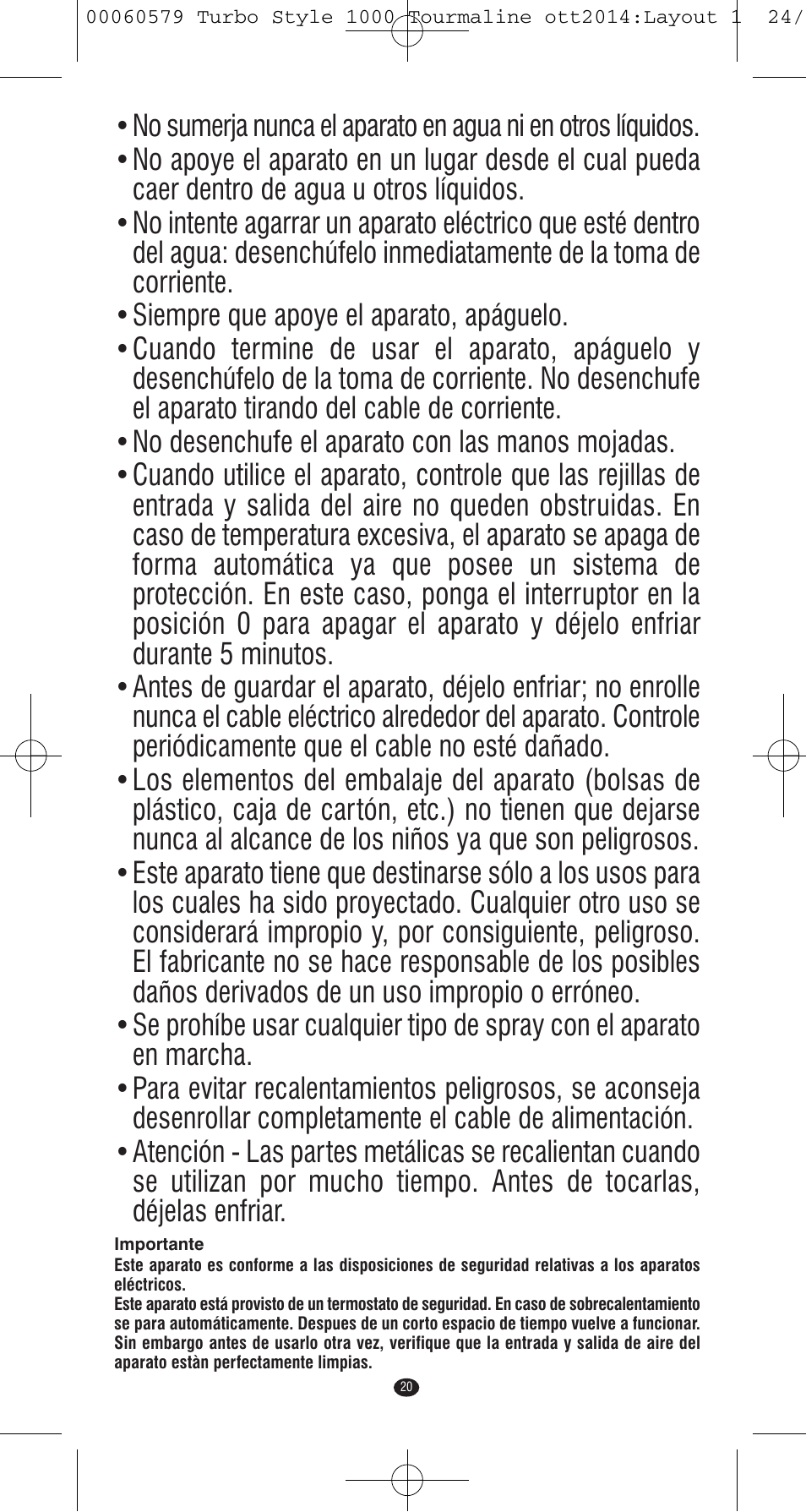 VALERA Turbo Style 1000 Tourmaline 1000 W User Manual | Page 20 / 100