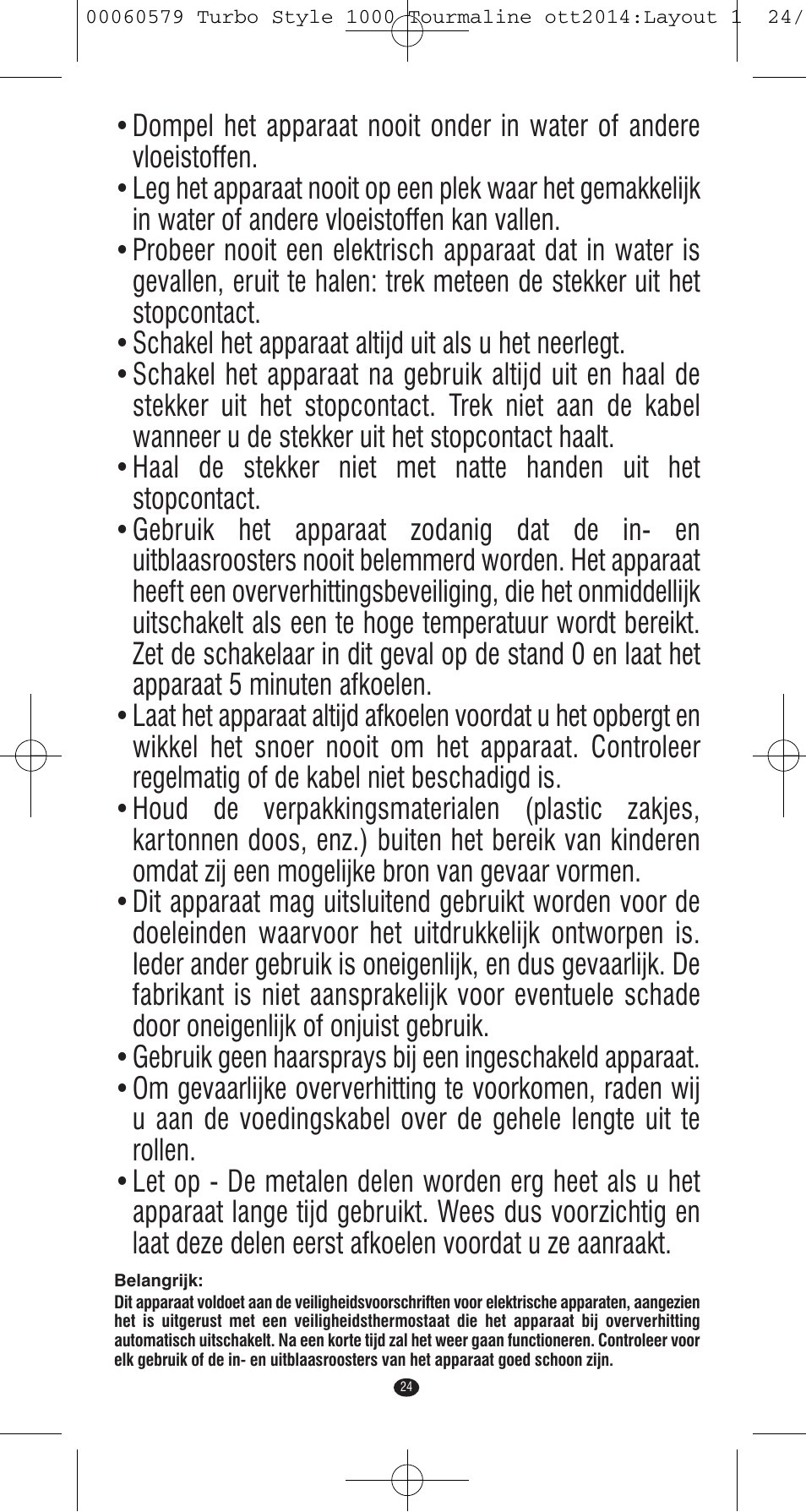 VALERA Turbo Style 1000 Tourmaline 1000 W User Manual | Page 24 / 100