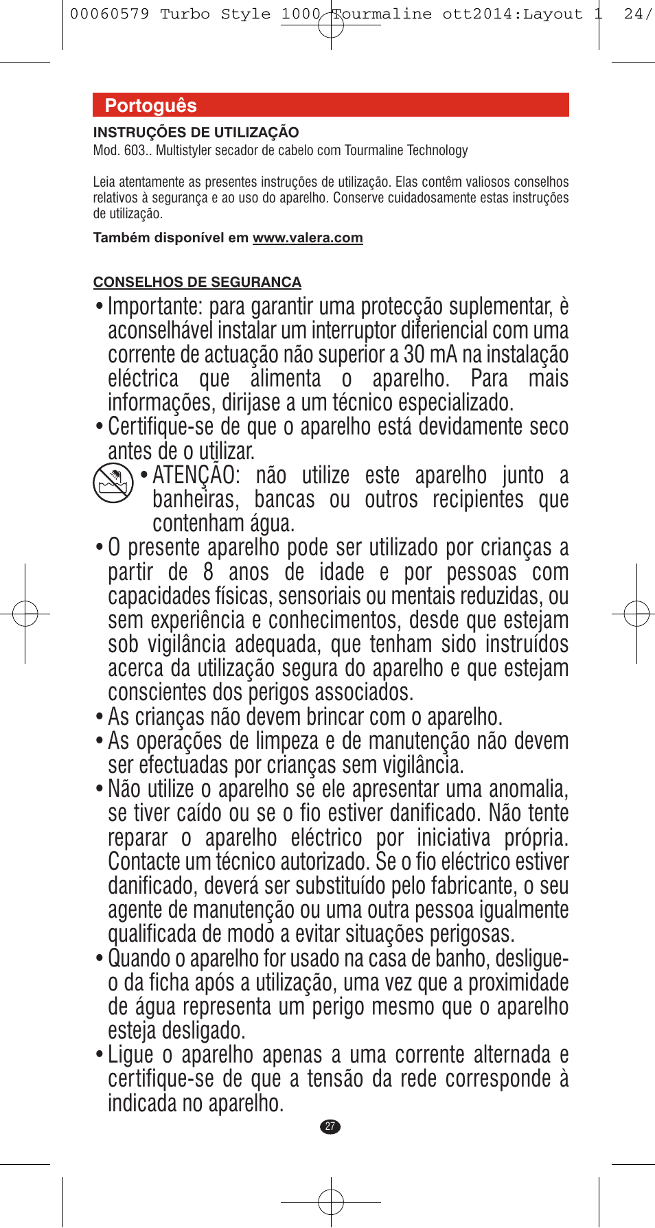 VALERA Turbo Style 1000 Tourmaline 1000 W User Manual | Page 27 / 100