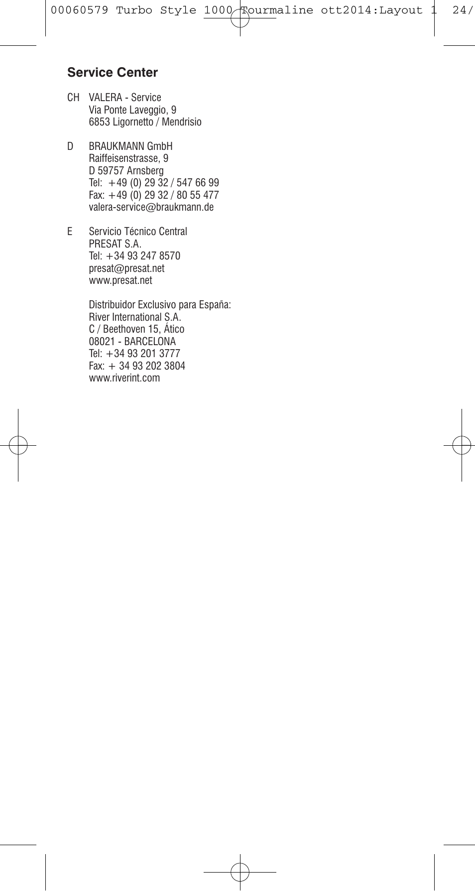 VALERA Turbo Style 1000 Tourmaline 1000 W User Manual | Page 98 / 100