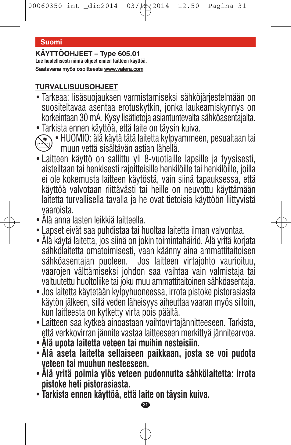 VALERA QUICK 24 User Manual | Page 29 / 74