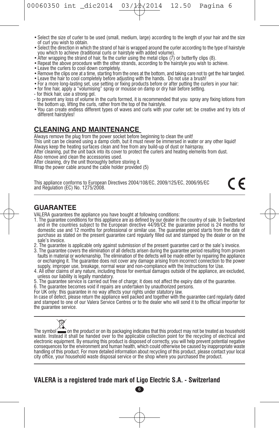 Cleaning and maintenance, Guarantee | VALERA QUICK 24 User Manual | Page 4 / 74