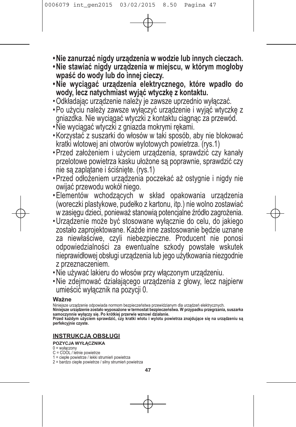 VALERA Swiss Ionic Comfort 600 W User Manual | Page 45 / 70