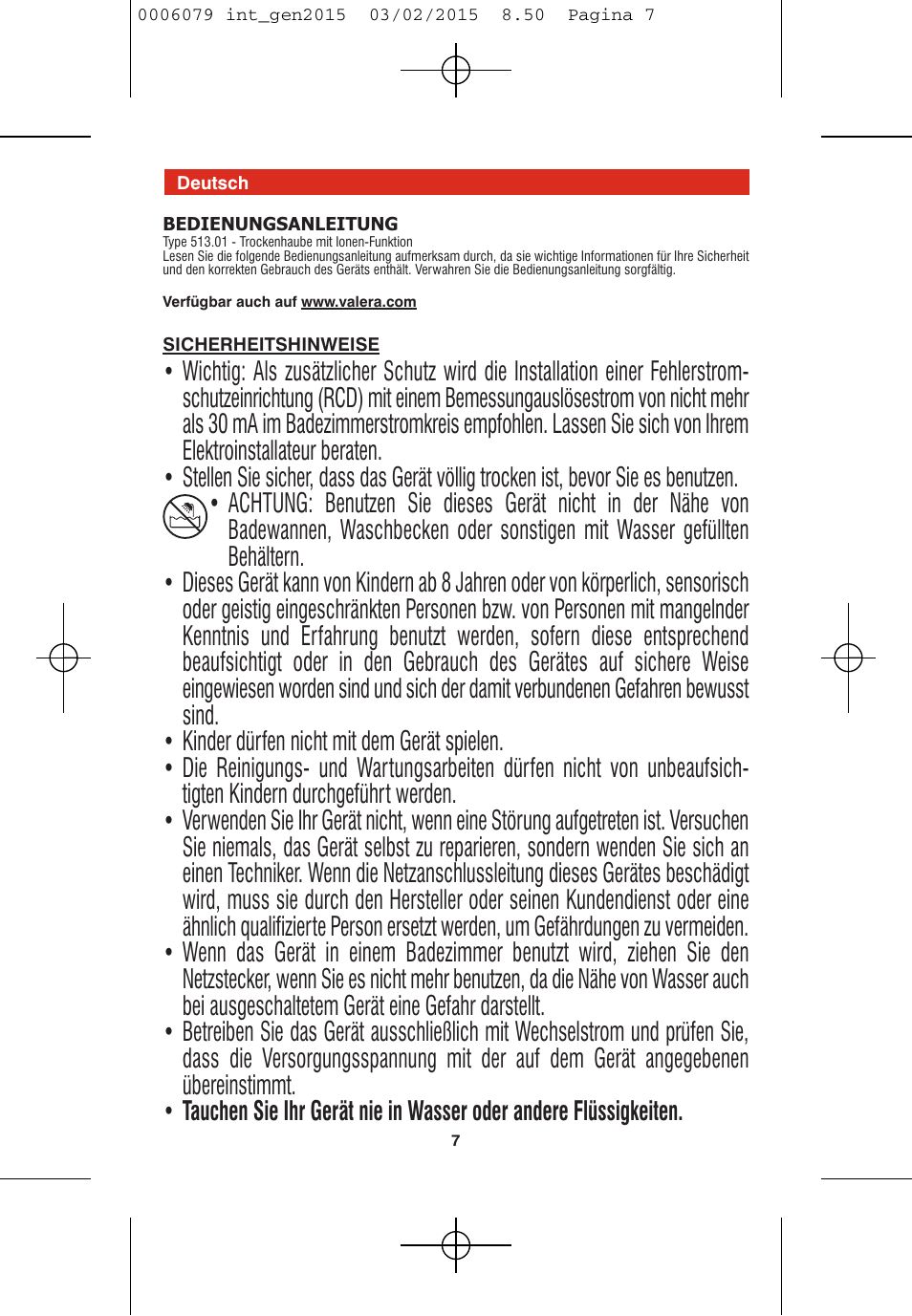 VALERA Swiss Ionic Comfort 600 W User Manual | Page 5 / 70