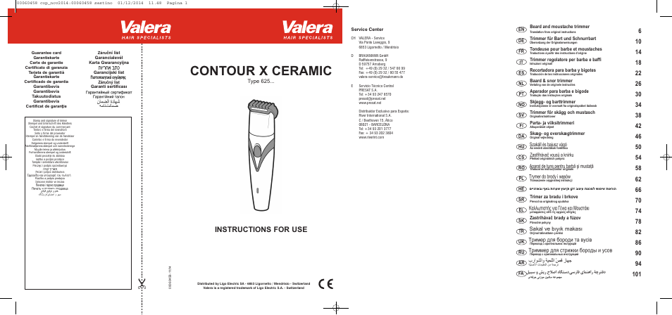 VALERA CONTOUR X CERAMIC User Manual | 98 pages