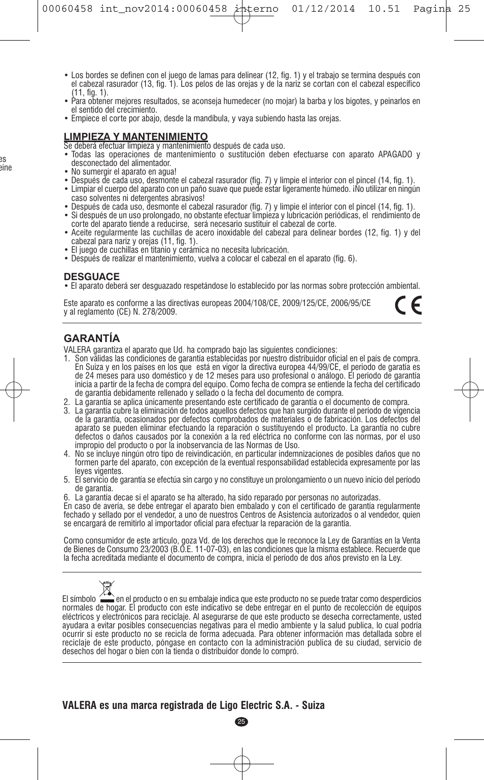 Garantía | VALERA CONTOUR X CERAMIC User Manual | Page 21 / 98