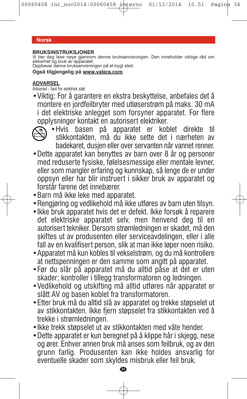 VALERA CONTOUR X CERAMIC User Manual | Page 30 / 98