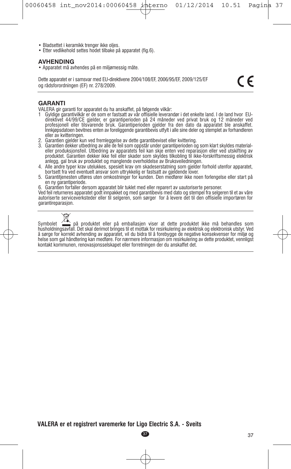 VALERA CONTOUR X CERAMIC User Manual | Page 33 / 98