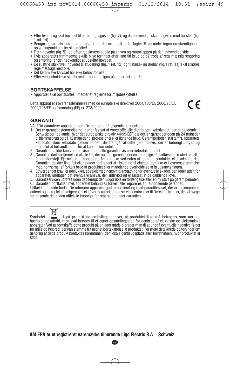 Garanti | VALERA CONTOUR X CERAMIC User Manual | Page 45 / 98