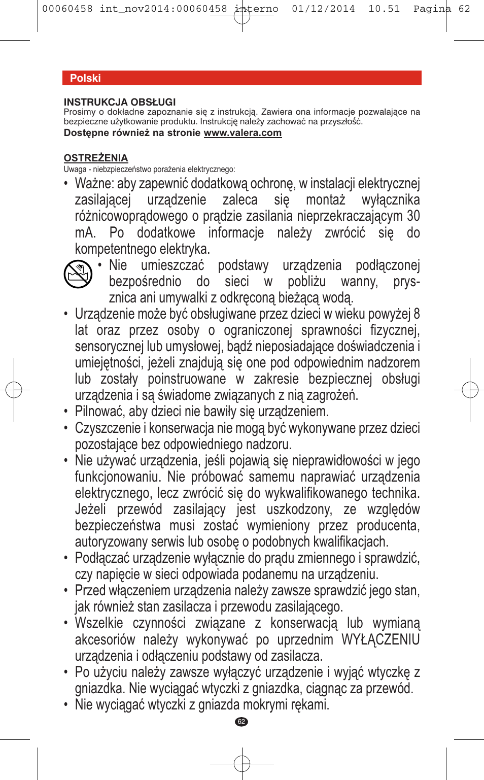 VALERA CONTOUR X CERAMIC User Manual | Page 58 / 98