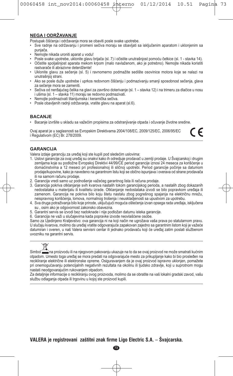 VALERA CONTOUR X CERAMIC User Manual | Page 69 / 98