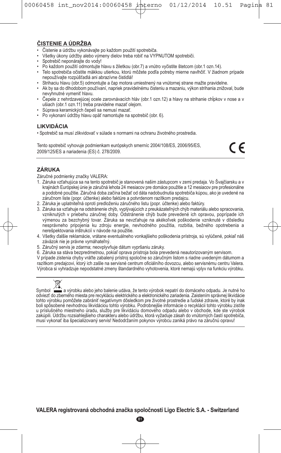 VALERA CONTOUR X CERAMIC User Manual | Page 77 / 98