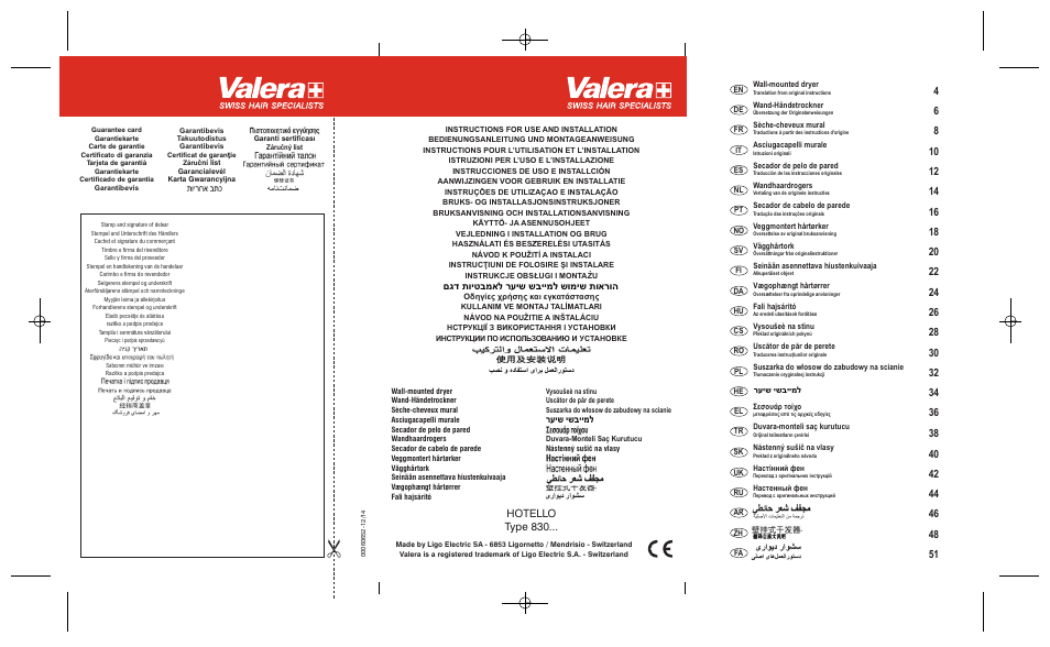 VALERA Hotello 1200 W User Manual | 54 pages