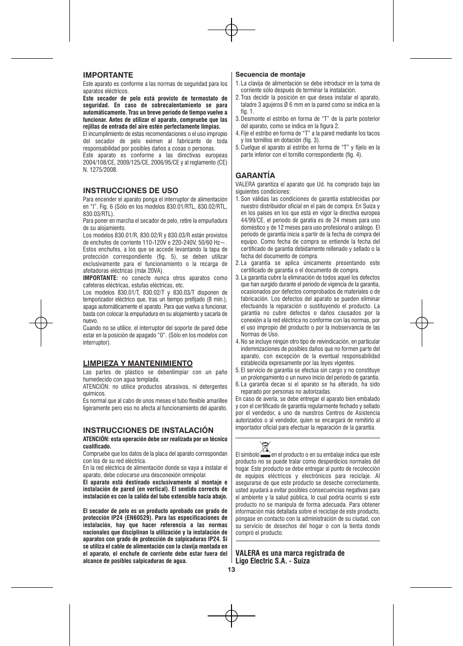 VALERA Hotello 1200 W User Manual | Page 11 / 54