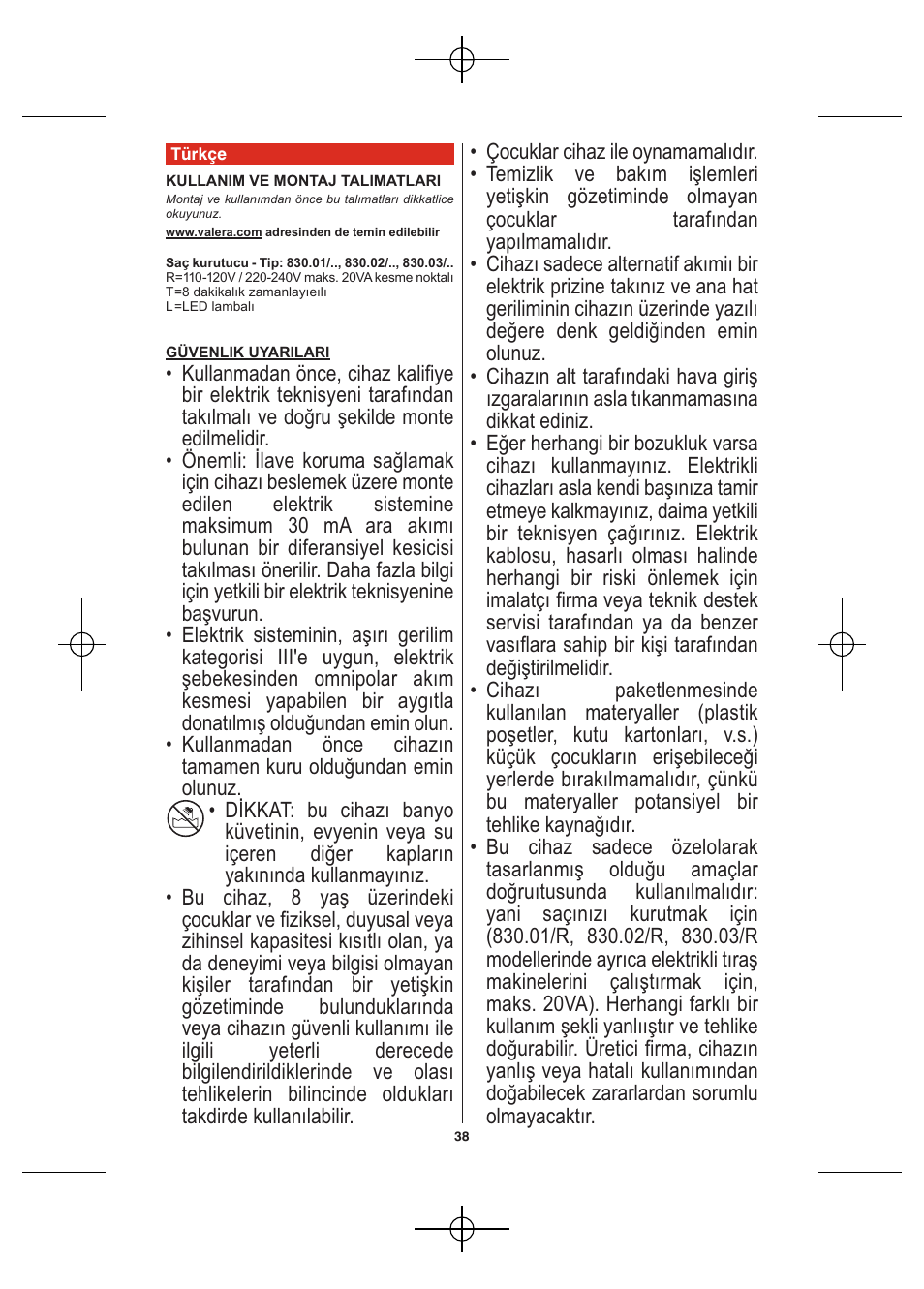 VALERA Hotello 1200 W User Manual | Page 36 / 54