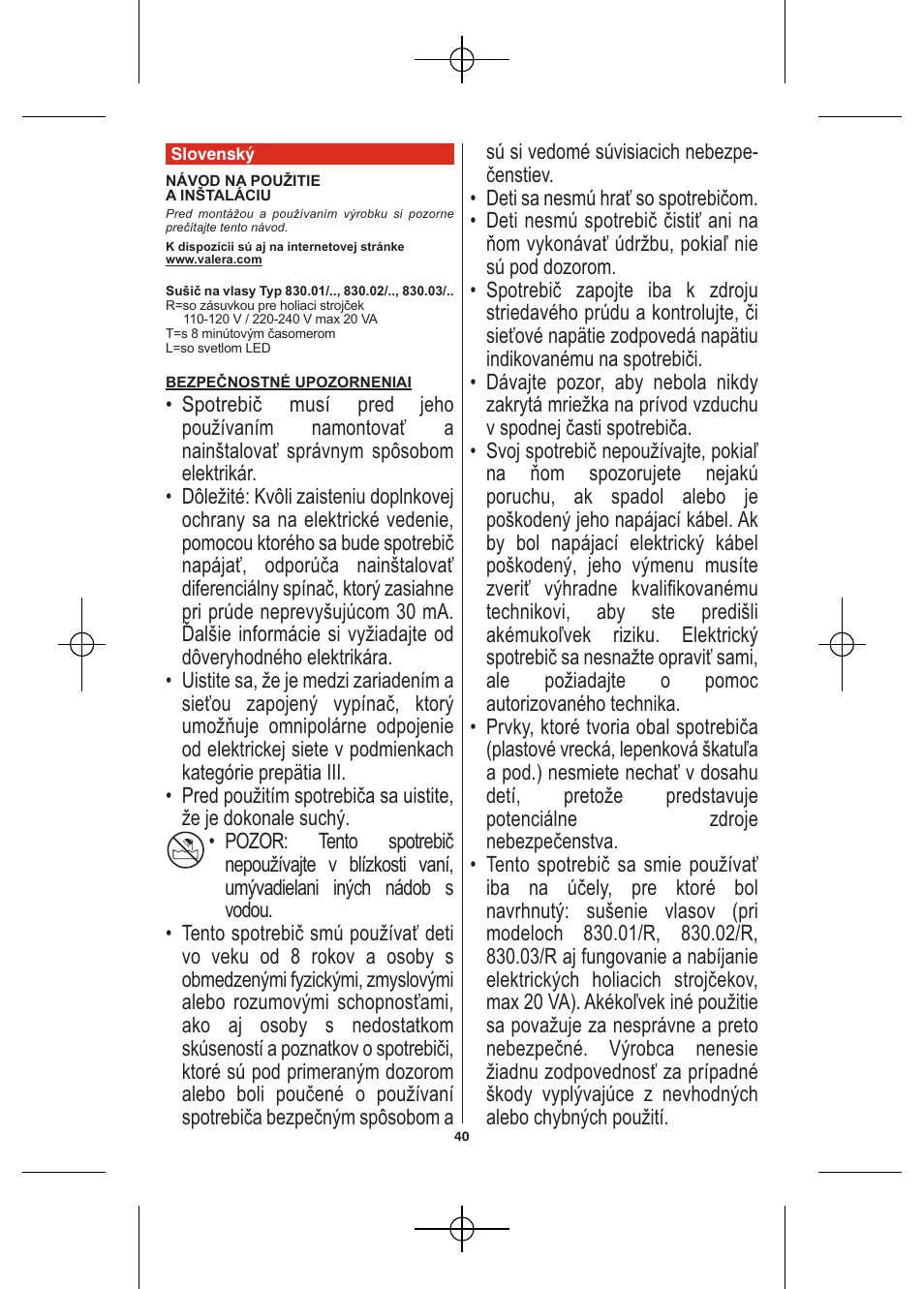 VALERA Hotello 1200 W User Manual | Page 38 / 54