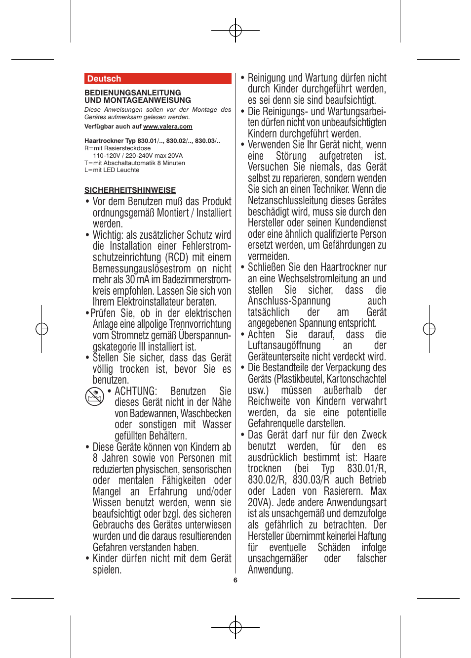 VALERA Hotello 1200 W User Manual | Page 4 / 54