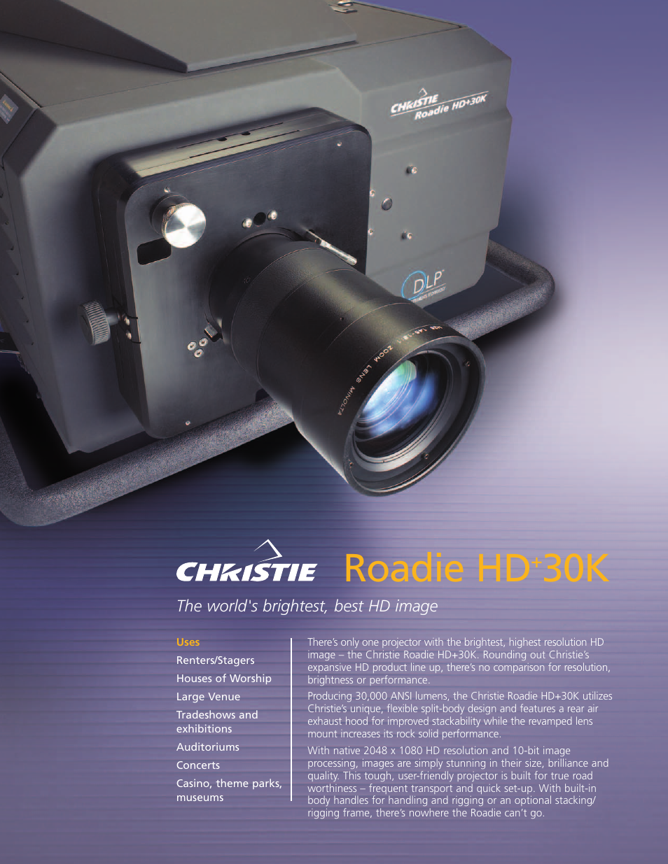 Christie Digital Systems Roadie HD+30K User Manual | 2 pages