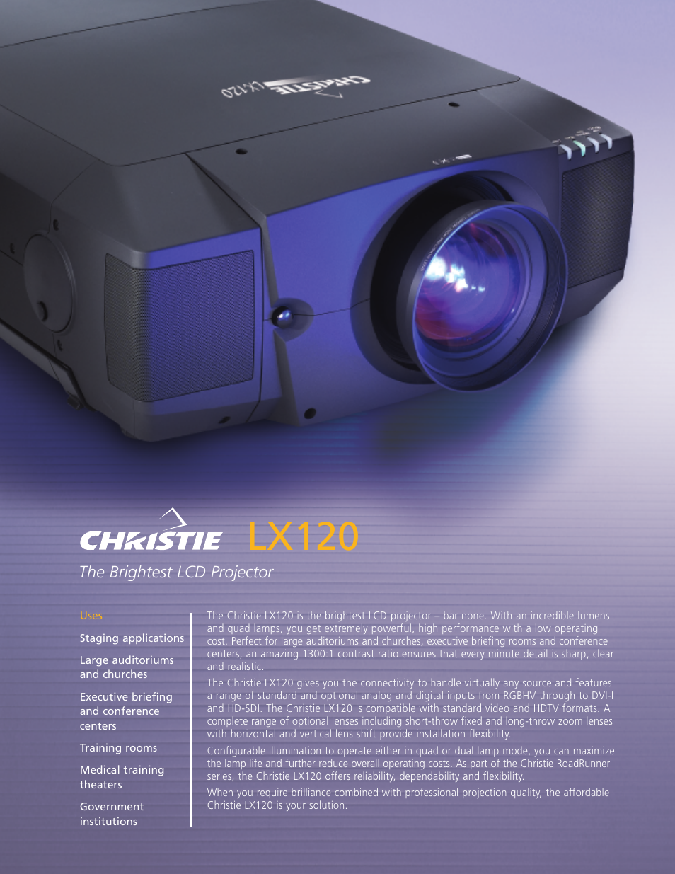 Christie Digital Systems Christie LX120 User Manual | 2 pages