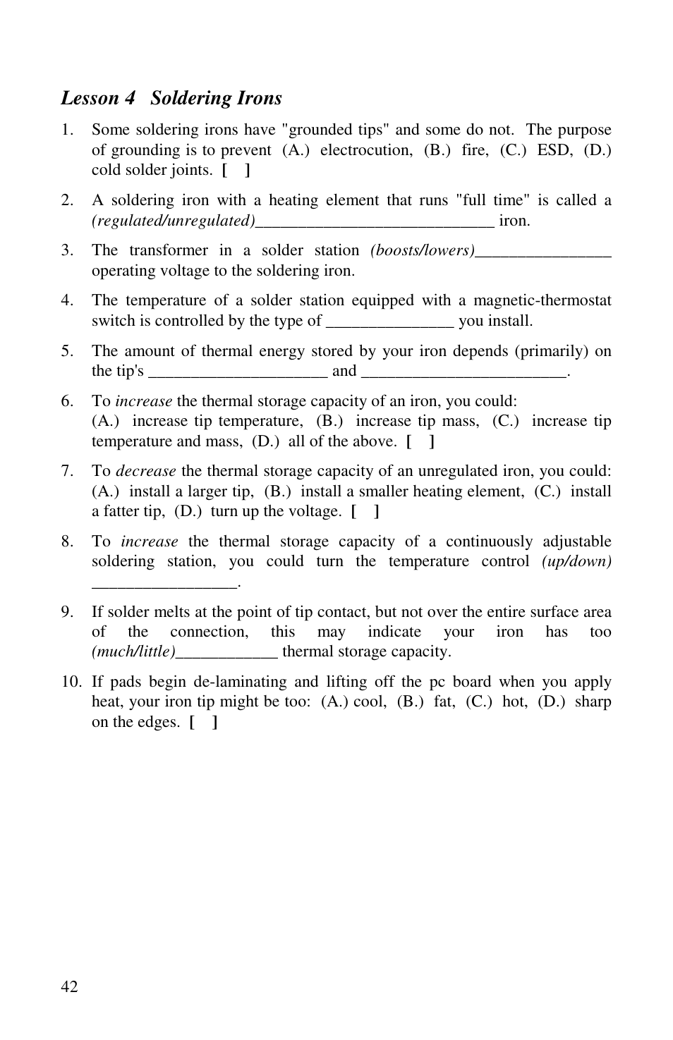 Lesson 4 soldering irons | Vectronics VEC-1500K User Manual | Page 47 / 68