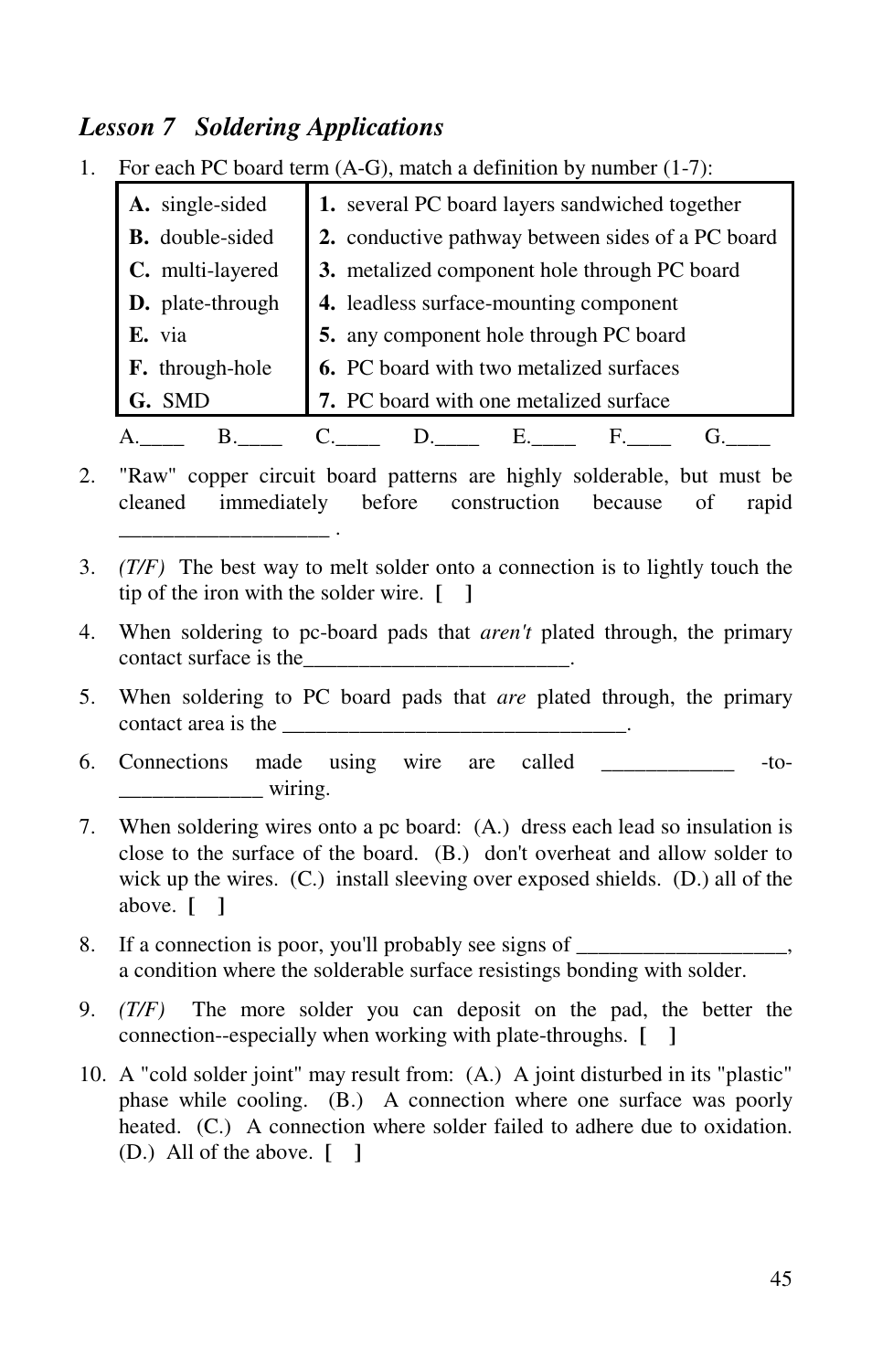 Lesson 7 soldering applications | Vectronics VEC-1500K User Manual | Page 50 / 68