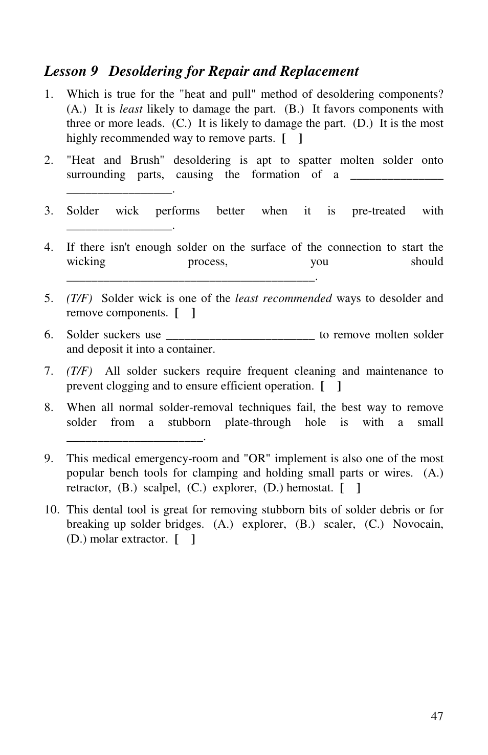 Lesson 9 desoldering for repair and replacement | Vectronics VEC-1500K User Manual | Page 52 / 68