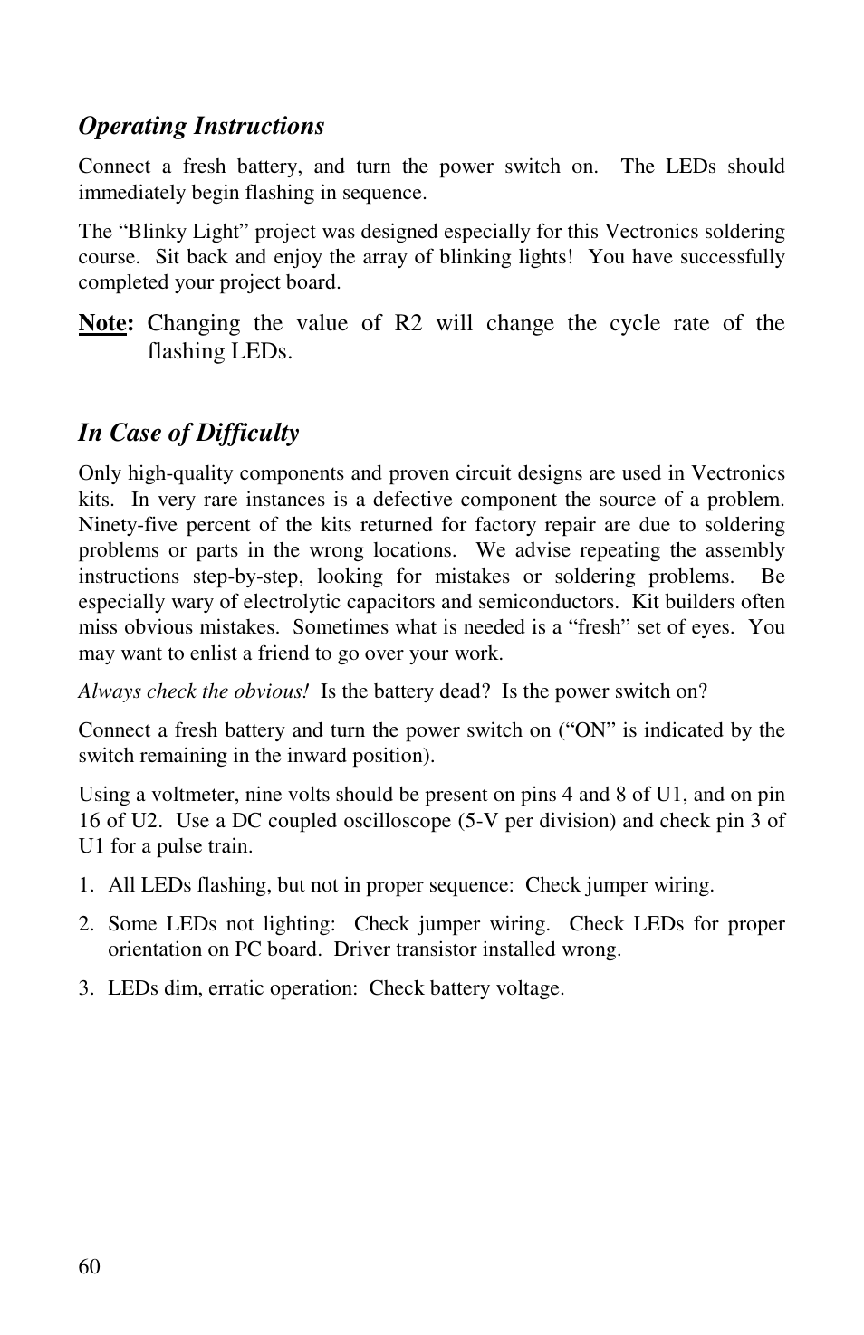 Operating instructions | Vectronics VEC-1500K User Manual | Page 65 / 68