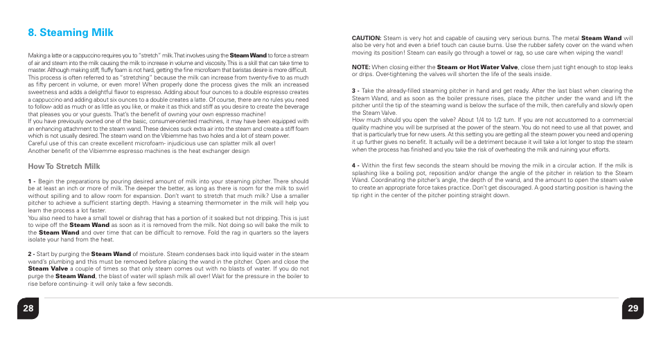 Steaming milk | Vibiemme Domobar Junior User Manual | Page 15 / 19