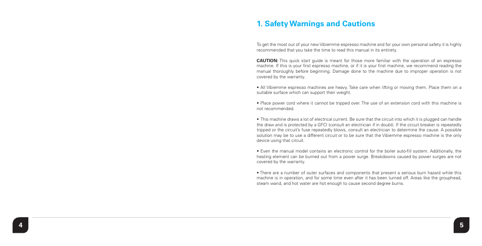 Safety warnings and cautions | Vibiemme Domobar Junior User Manual | Page 3 / 19