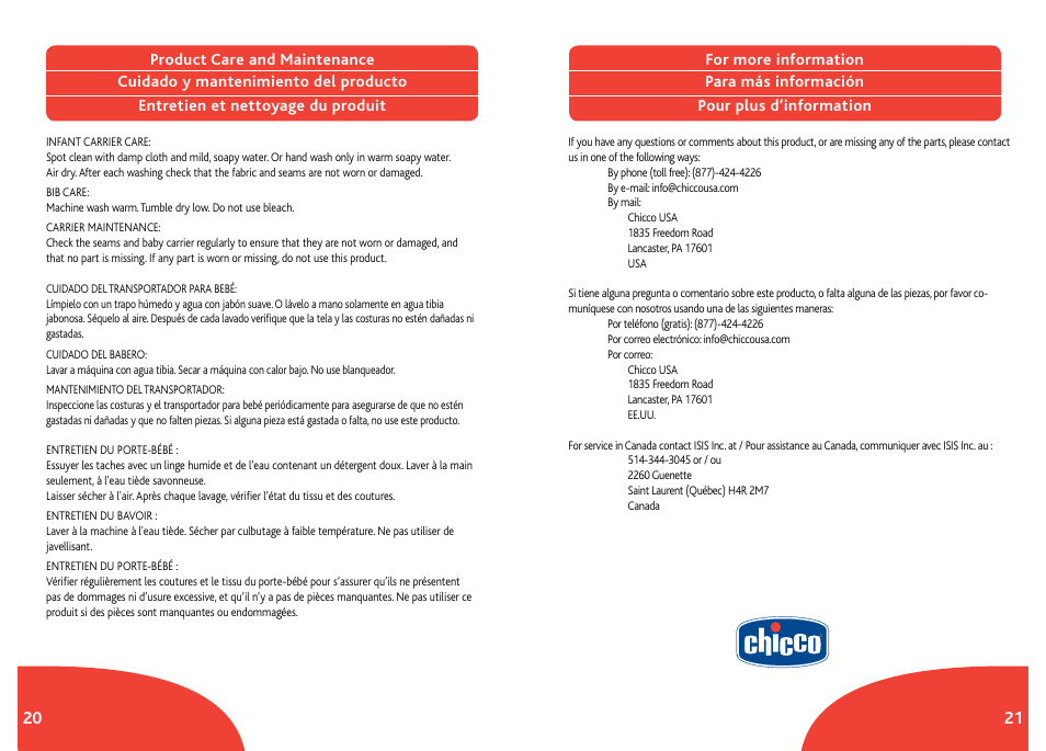 Chicco Infant Carrier User Manual | Page 11 / 13