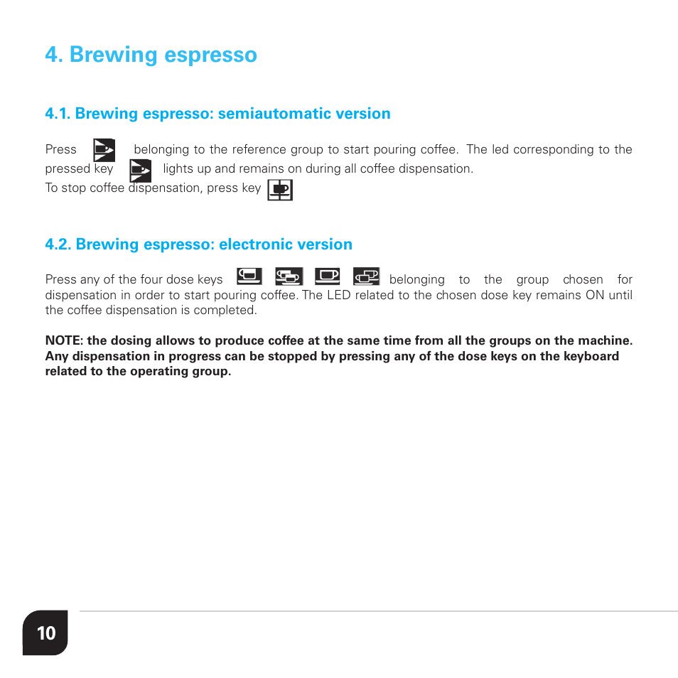 Brewing espresso | Vibiemme Lollo User Manual | Page 10 / 28