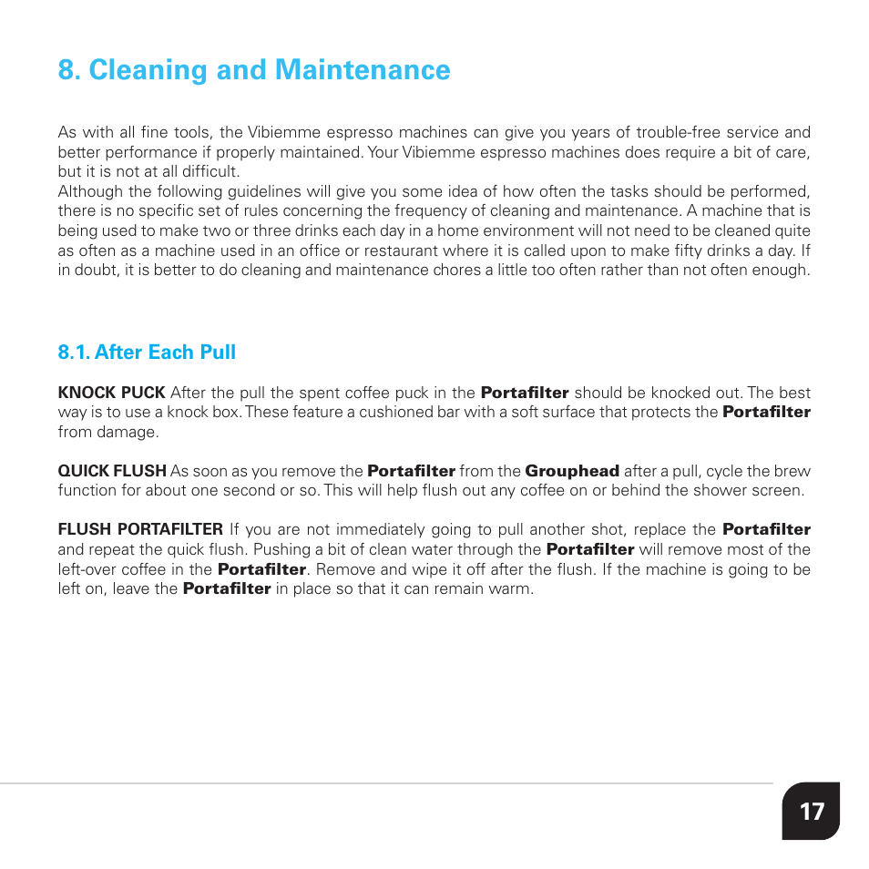 Cleaning and maintenance, After each pull | Vibiemme Lollo User Manual | Page 17 / 28