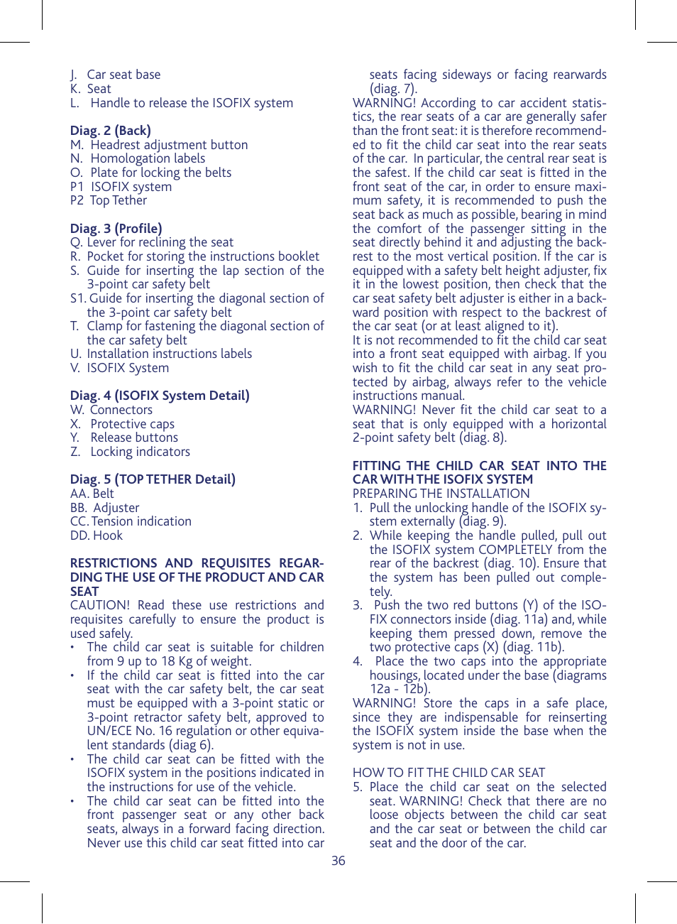 Chicco KeyFit 30 User Manual | Page 36 / 136