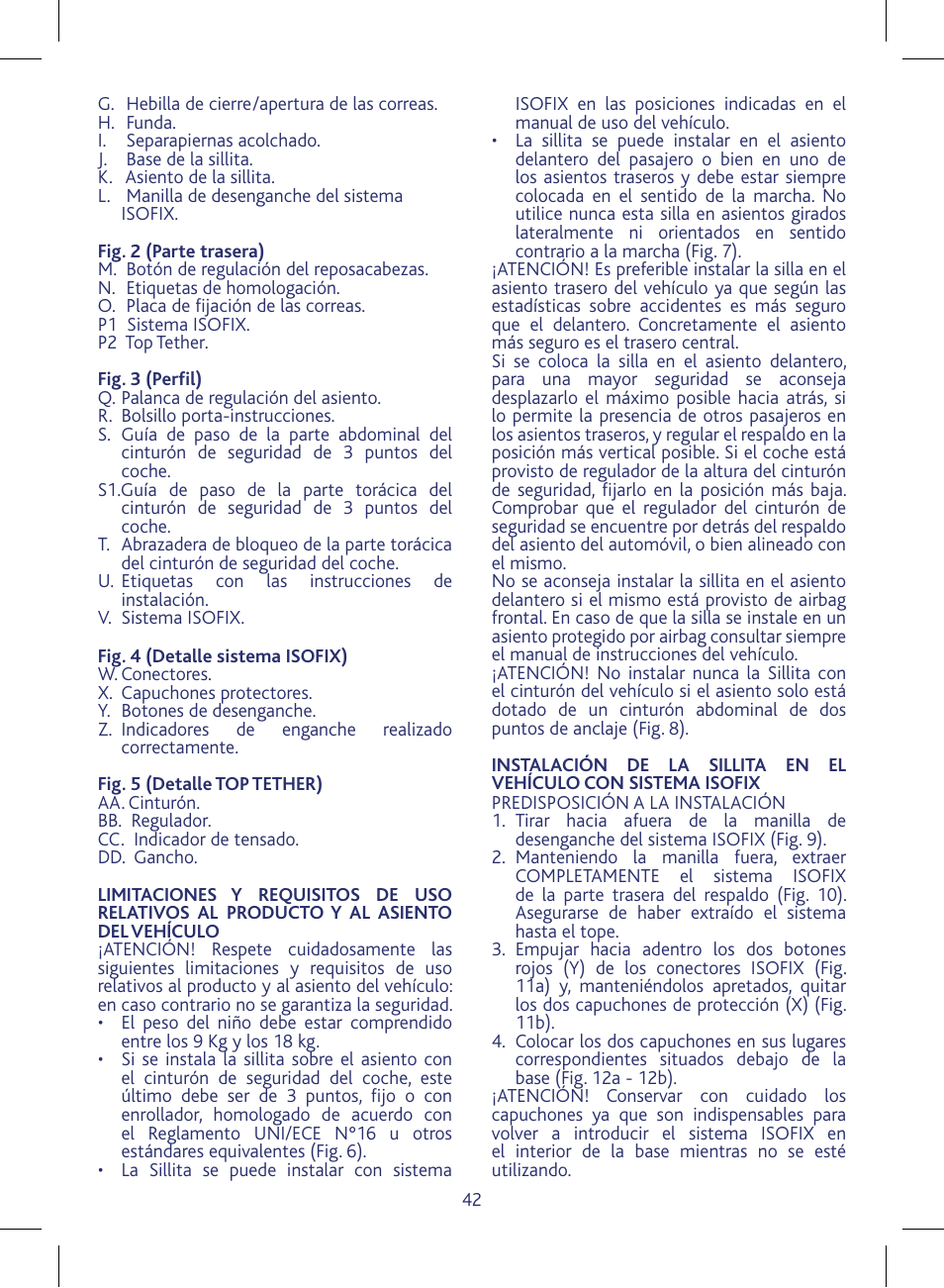 Chicco KeyFit 30 User Manual | Page 42 / 136