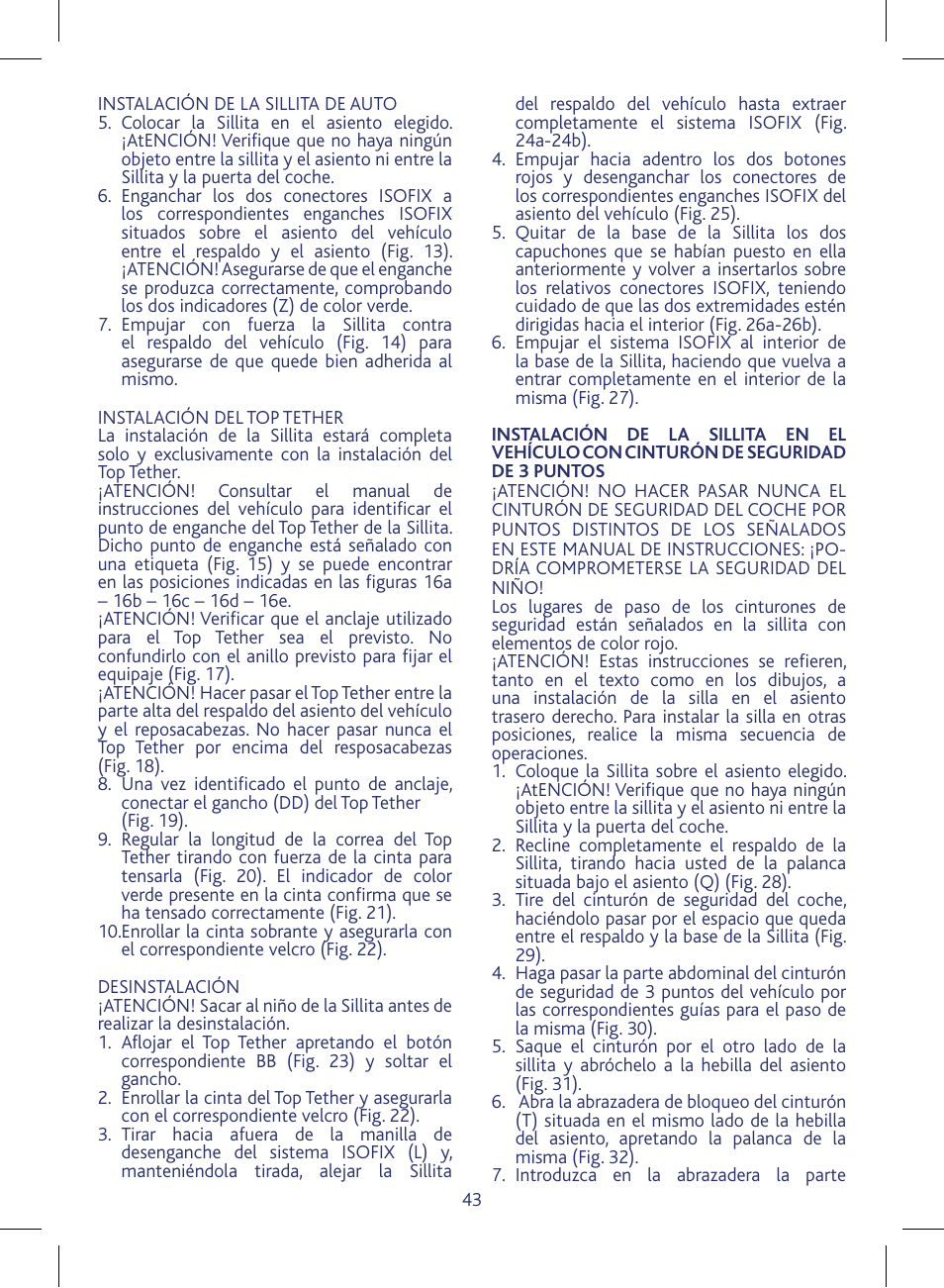 Chicco KeyFit 30 User Manual | Page 43 / 136