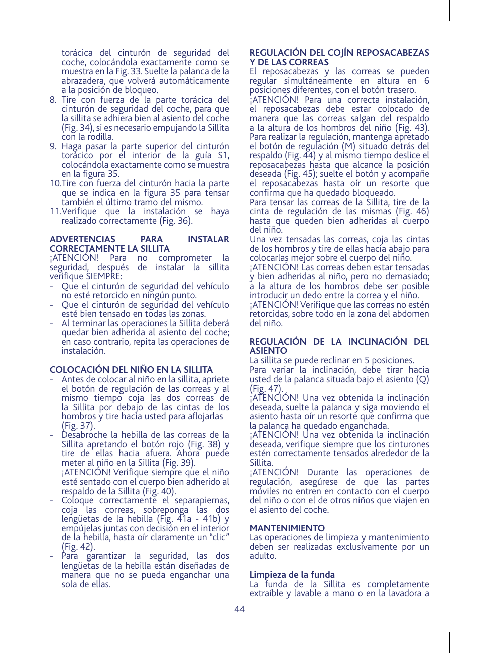 Chicco KeyFit 30 User Manual | Page 44 / 136