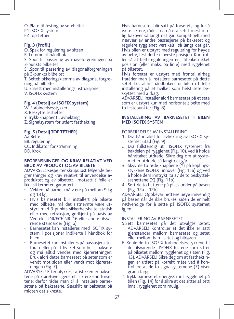 Chicco KeyFit 30 User Manual | Page 67 / 136